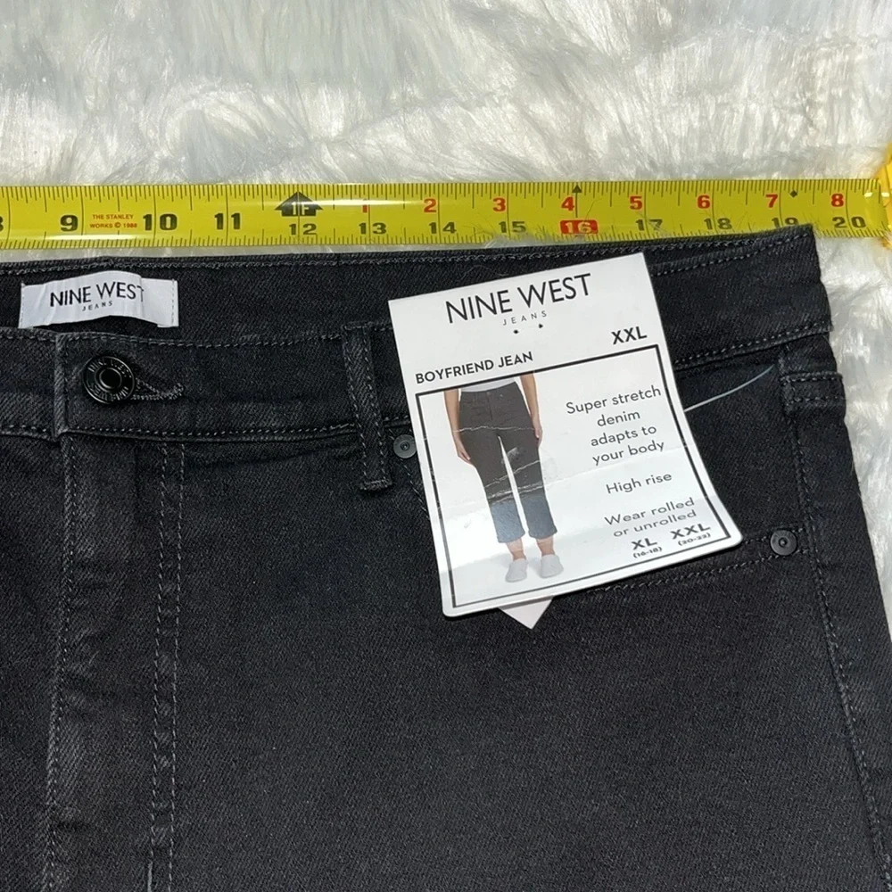 🆕 Nine West Boyfriend Jean High Rise Super Stretch Black XXL